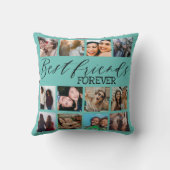 友モダン最高の人ティール(緑がかった色)写真コラージュ クッション (裏面)