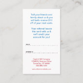友人および家族の理髪店の紹介プログラム 紹介カード (裏面)