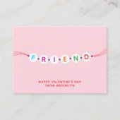 友人かわいい友情ブレスレットピンクバレンタイン エンクロージャーカード (正面)