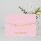 友人かわいい友情ブレスレットピンクバレンタイン 箔シーズンカード (立ち正面)