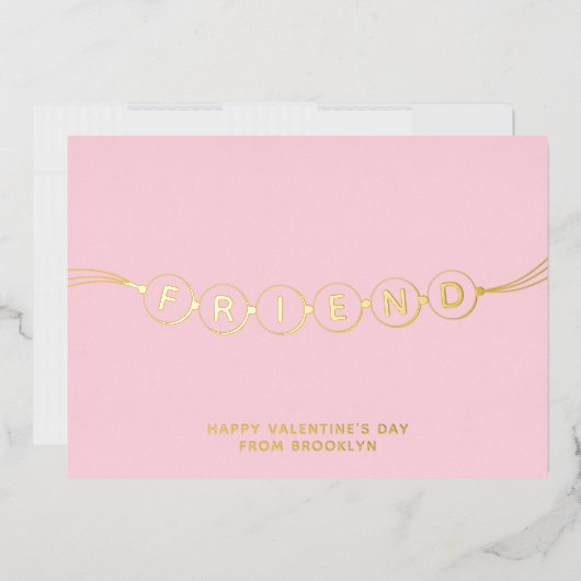 友人かわいい友情ブレスレットピンクバレンタイン 箔シーズンカード (封筒)