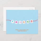 友人かわいい友情ブレスレットブルーバレンタイン ポストカード (正面/裏面)