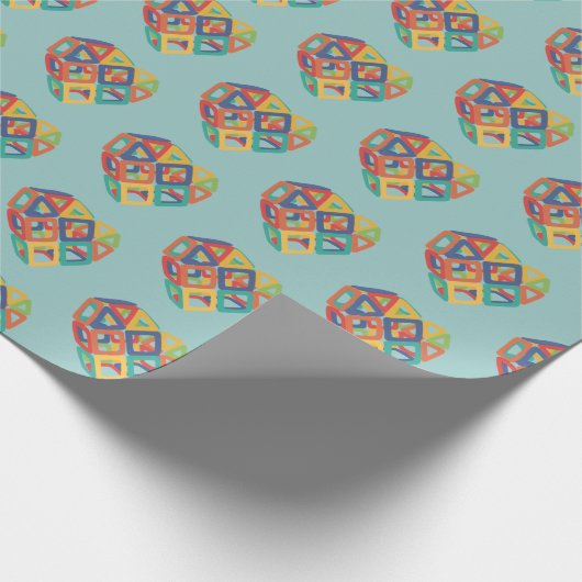 友人が互いを構築し合うマグネットタイルハート ラッピングペーパー (角)