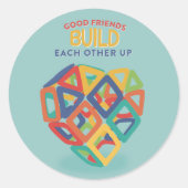 友人が互いを構築する磁石タイルハートクラス ラウンドシール (正面)