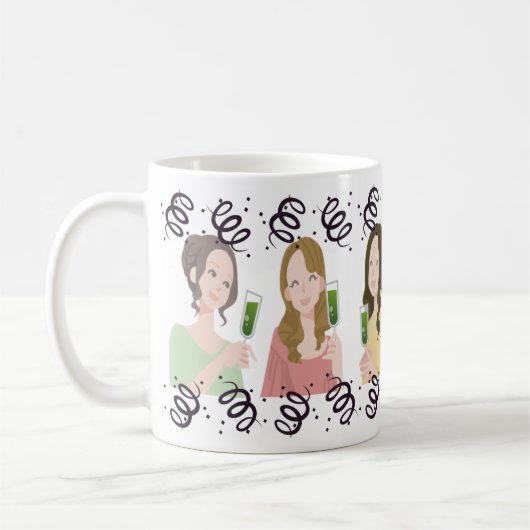 友人とおもしろいの笑い声と良い時 コーヒーマグカップ (左)