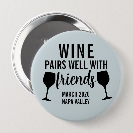 友人とのワインのペアのテイスティングトリップ 缶バッジ (正面&裏面)