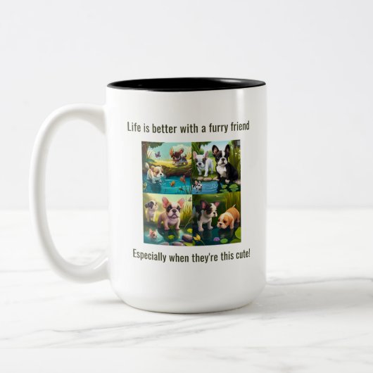 友人との生活がより良い – Puppy Love ツートーンマグカップ (左)