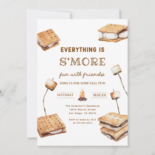 友人とのS'moreおもしろいはパーティーを吸う 招待状 (正面)
