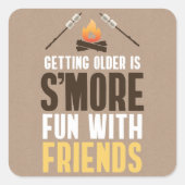 友人とのS'moreおもしろいBonfireバースデーパーティー スクエアシール (正面)