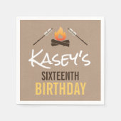 友人とのS'moreおもしろいBonfireバースデーパーティー スタンダードカクテルナプキン (正面)