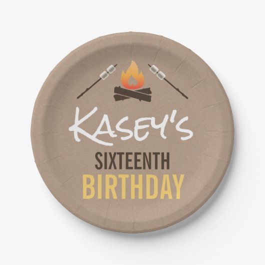 友人とのS'moreおもしろいBonfireバースデーパーティー ペーパープレート (正面)