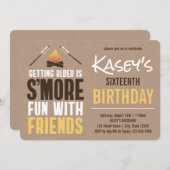 友人とのS'moreおもしろいBonfireバースデーパーティー 招待状 (正面/裏面)