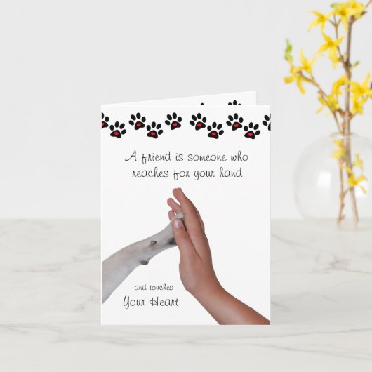 友人とは、手を伸ばす人 カード (黄色い花)