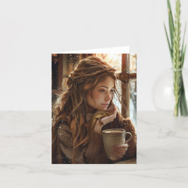 友人とカードを折ったコーヒー サンキューカード