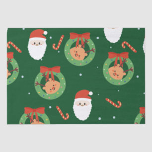 友人とキャンディーキャンを持つクリスマスサンタ 薄葉紙