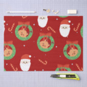 友人とキャンディーキャンを持つクリスマスサンタ 薄葉紙 (クラフト)