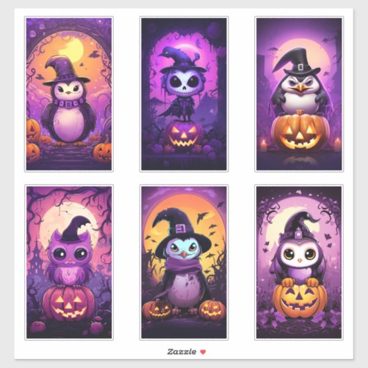 友人とハロウィンパープルエモペンギン シール (シート)
