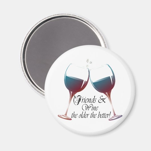 友人とワインより良い磁石の古いおもしろい方 マグネット (正面/裏面)