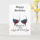 友人とワイン、より古い方が良い、ワインギフト カード (黄色い花)