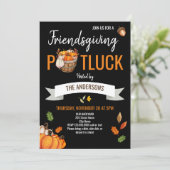 友人と一緒に感謝祭のパーティー招待状 招待状 (スタンド正面)