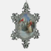 友人と冷えること スノーフレークピューターオーナメント (左)