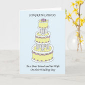 友人と妻の結婚式の日おめでとう カード (黄色い花)