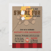 友人と子供のSより多くのおもしろいキャンプファイアープレイド 招待状 (正面)