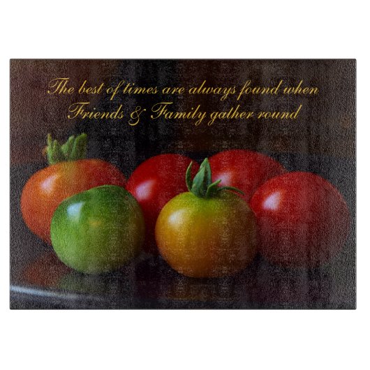 友人と家族の引用文とトマトのカッティングボード カッティングボード (正面)