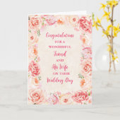 友人と彼の妻の結婚式の日おめでとう カード (黄色い花)