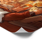 友人と感謝祭の食事を共にする巡礼者 ポスター (角)