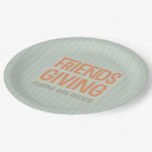 友人と楽しむオレンジストライプなFriendsgiving ペーパープレート (アングル)