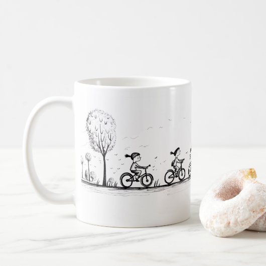 友人と自転車 コーヒーマグカップ (ドーナツ)