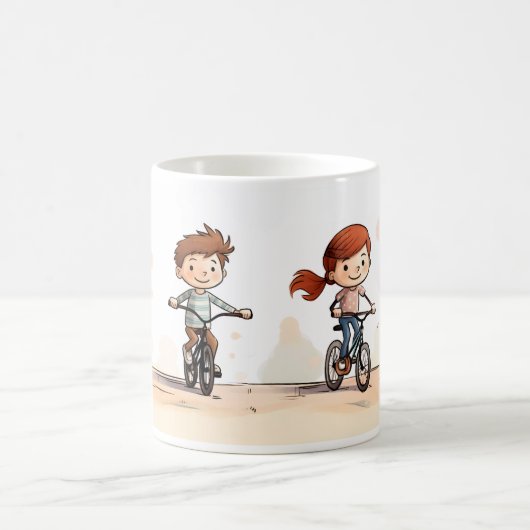 友人と自転車 コーヒーマグカップ (中央)