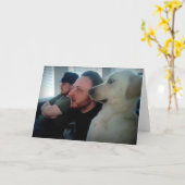 友人と見ている犬 カード (黄色い花)