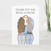 友人になってくれてありがとう – 2ブロンドの女の子 カード (正面)