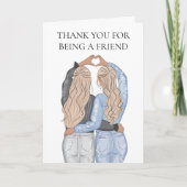 友人になってくれてありがとう – 2ブロンドの女の子 カード (正面)