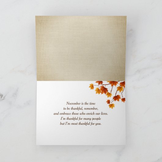 友人に感謝紅葉 カード (内部)