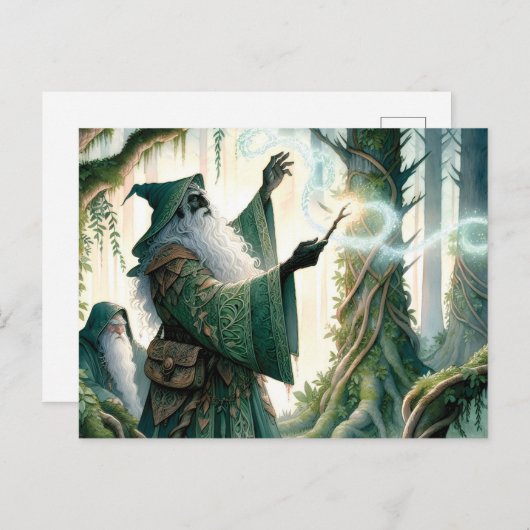 友人に新しい魔法を見せるウィザード ポストカード (正面/裏面)