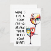 友人のおもしろいワイン引用文 サンキューカード (正面/裏面)