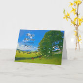 友人のために、牧歌的な風景の誕生日カード カード (黄色い花)