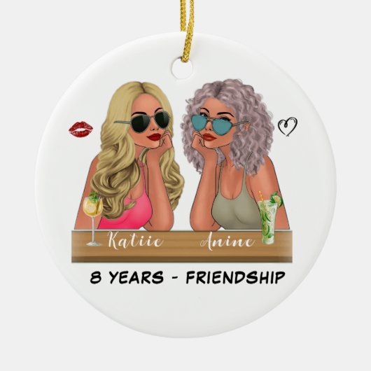 友人のためのクリスマスプレゼントパーソナライズされた- セラミックオーナメント (正面)