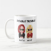 友人のためのパーソナライズド最高のマグ – Double Trouble コーヒーマグカップ (左)