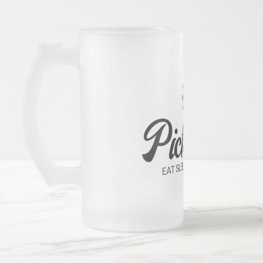 友人のためのピクルボール愛好家ガラスビアスタインのギフト フロストグラスビールジョッキ (左)