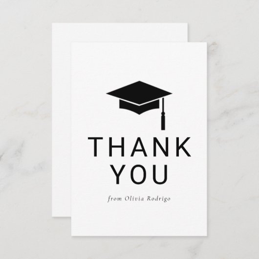 友人のためのミニマルな卒業サンキューカード ノートカード (正面/裏面)