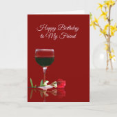 友人のためのワインのバースデー・カード カード (黄色い花)