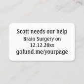 友人のための募金イベント QRコード GoFundMe 名刺 (正面)