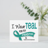 友人のための卵巣がんI衣服ティール(緑がかった色)42 ポストカード (スタンド正面)