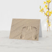 友人のための砂の足跡 カード (黄色い花)