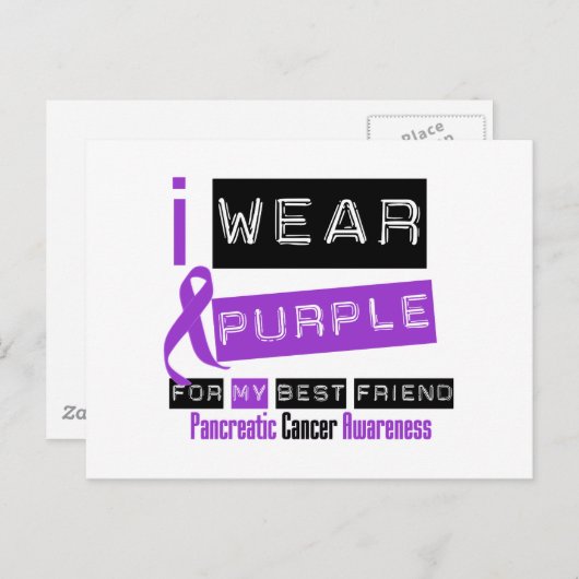 友人のための膵がん紫最高ののリボン ポストカード (正面/裏面)