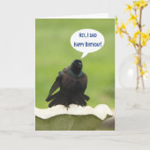友人のための黒い鳥のわめくハッピーバースデー カード (黄色い花)